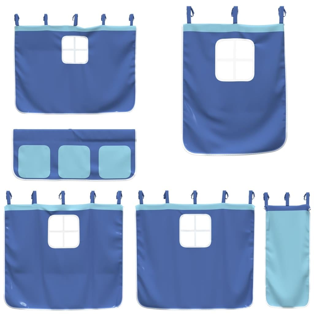 Rideaux lit mezzanine bleu polyester