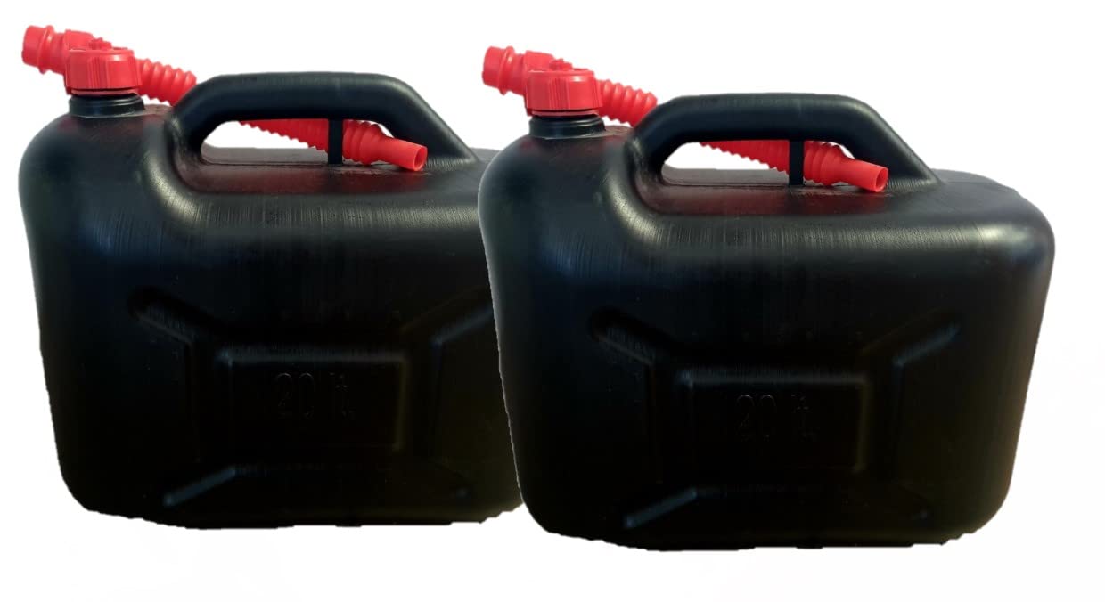 Kanister 20L -K&B Vertrieb- Kunststoff Reservekanister Benzinkanister Dieselkanister ÖlKanister Kraftstoffkanister inkl. Ausgießrohr UN-Zulassung 1003-4 Stück