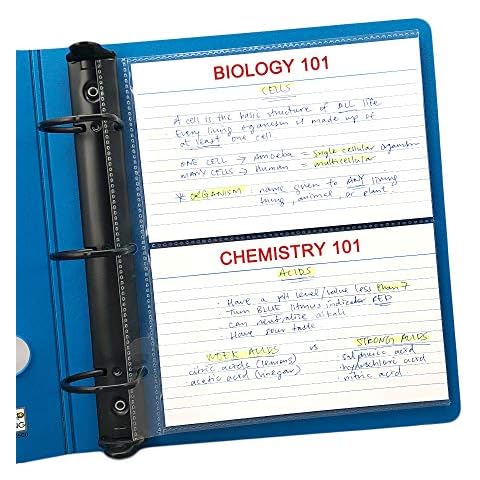 4 x 6 Index Card Sleeves, Flash Cards, for Mini 3-Ring Binders, Hold 2 Cards, Keepfiling, 50/Pack Cover