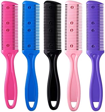 5Pcs Professional Trimmer Razor Dual Side Cutting Scissors Hair Thinning Comb Slim Haircuts Cutting Tool Blade Barber Cut Hair Brush Tools Double Edge Razor 5Color
