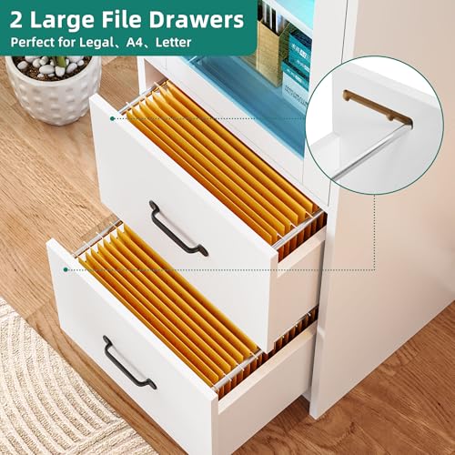 Yitahome MAYIHVDN45 Bookcase, Bookshelf With Door And Lighting, 2 Drawer Wood File Cabinet, Printer Stand With 3 Tier Storage Shelves For Home Office thumb #5