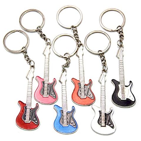 STOBOK 6pcs Guitar Keychain Car Keyring Purse Bag Pendant Decoration Hanging Keychain Accessory Creative Gift (Black, White, Blue, Pink, Orange, Red) Cover