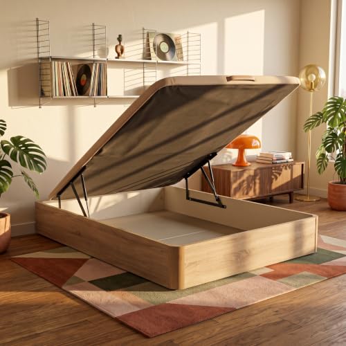 Miniatura 3 de What The Sleep Canapé Abatible De Madera Gran Capacidad 135x190 Montaje Y Retirada Usado Incluido Natural 32 Cm Apto Todos Colchones Esquinas Delanteras Redondeadas Storage Bed