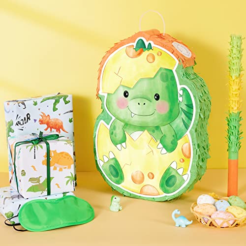 Dinosaur Egg Pinata With Stick And Blindfold - Dino Theme Party Games For Kids Boys Birthday Anniversary Celebration Decorations School Classroom Activities (15.7’’ X 12.2’’ X 3.1’’) #TOP1