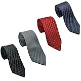 Luxeis Men Premium Neck Tie Gifting Combo in wooden Box (Gray, Black, Maroon, Navy Blue; Free Size) (Pack of 4)