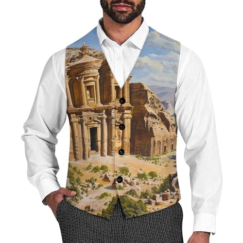 PetraLandscape Novelty Men's Suit Vest Casual Formal Dress Vests Business Waistcoat