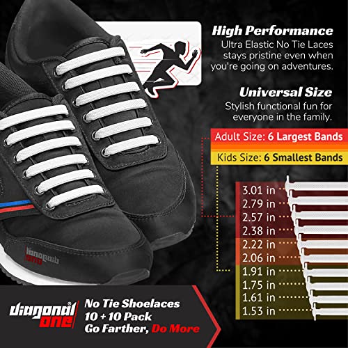 image for Diagonal One No Tie Shoelaces for Kids & Adults. The Elastic Silicone 