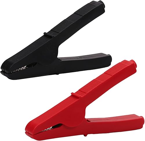 Heyiarbeit 2 clips de cocodrilo aislados de alta resistencia de 100 A, clips de prueba eléctrica de batería para automóvil, vehículo, barco, rojo y
