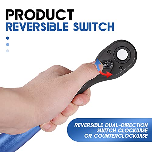 Uyecove 1/2" Drive Ratchet, 1/2 Ratchet With Gourd Aluminum Handle Socket Wrench, 1/2 Inch Ratchet Wrench 72-Tooth Reversible Quick-Release Cr-Mo Head #TOP3