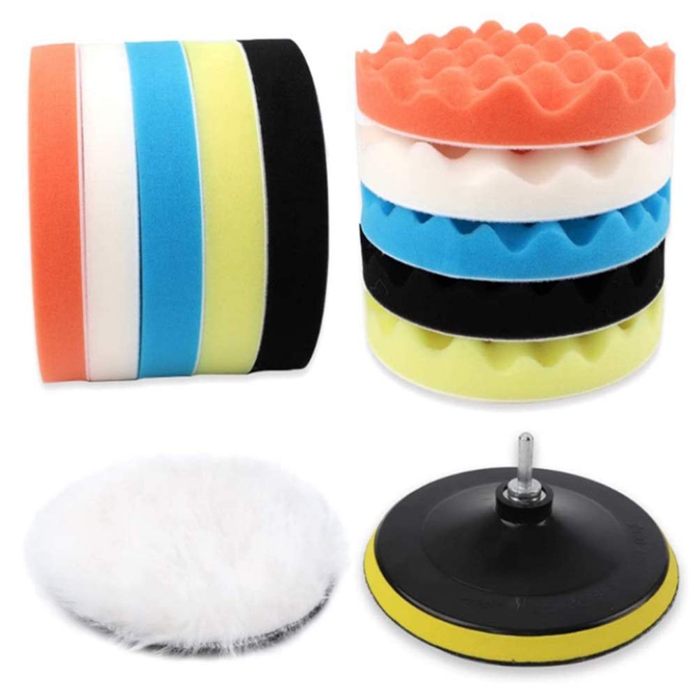 Auto-Polierschwamm-Rad, Polierwachsschwamm Rad Wolle Polierpuffer Pad Schwamm Pad M14 Polierset 7 Zoll for Autopolierer