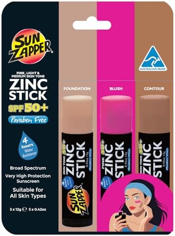 Sun Zapper Zinc Sunscreen Stick SPF 50+ Beauty 3-Pack
