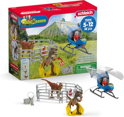schleich Dinosaurs | Dino Helikopterrettung 72216 | Dinosaurier Set inkl....