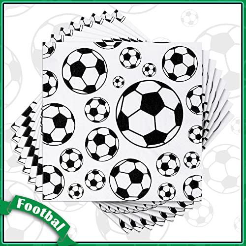 100 Pcs Football Soccer Napkins Disposable Paper Napkins Football Soccer Party Napkins Sports Theme Party Supplies Football Soccer Style Tissue Paper Set (Soccer) #TOP5