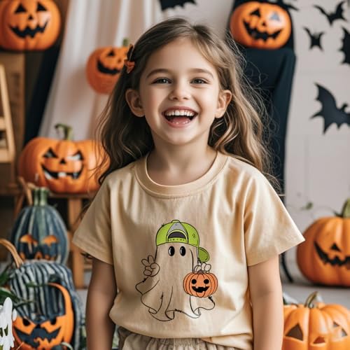 Boys Girls Halloween Shirts Toddler Short Sleeve Monster Truck Boo Ghost Dino Pumpkin Tee Tops T-Shirts 2-7 Years4