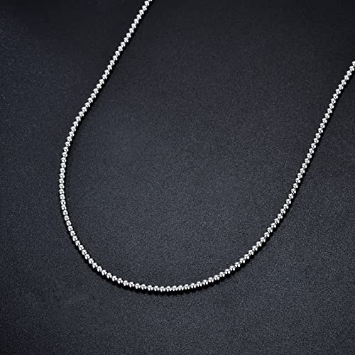 925 Sterling Silver Bead Ball Dog Tag Chain For Men & Women Silver Bead Chain Necklace Silver Ball Chain Necklaces 3.0MM, 18 - 26 Inch Jewelry Gifts For Christmas Valentine's Day Mother's Day Father's Day3