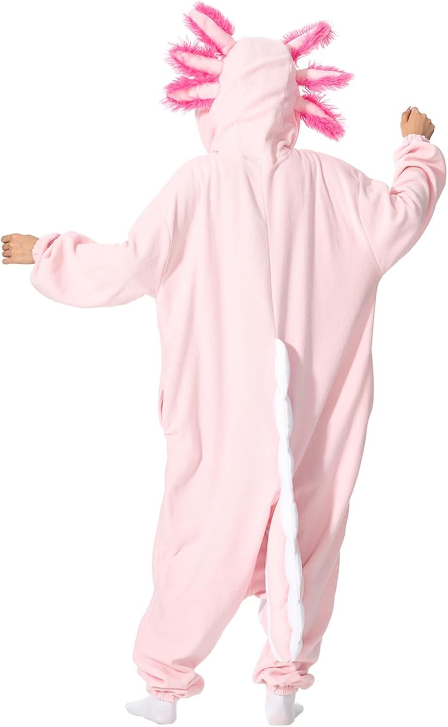 Axolotl Costume Adults Onesies Unisex Pajamas Cosplay Animal Plush Homewear Halloween Jumpsuit for Men Women - Image 3