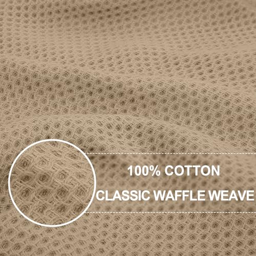 Image of Homaxy 100% Cotton Oversized Waffle Weave Kitchen Dish Towels, Ultra Soft Absorbent Quick Drying Cleaning Towel, 20x28 Inches, 8-Pack, Tan