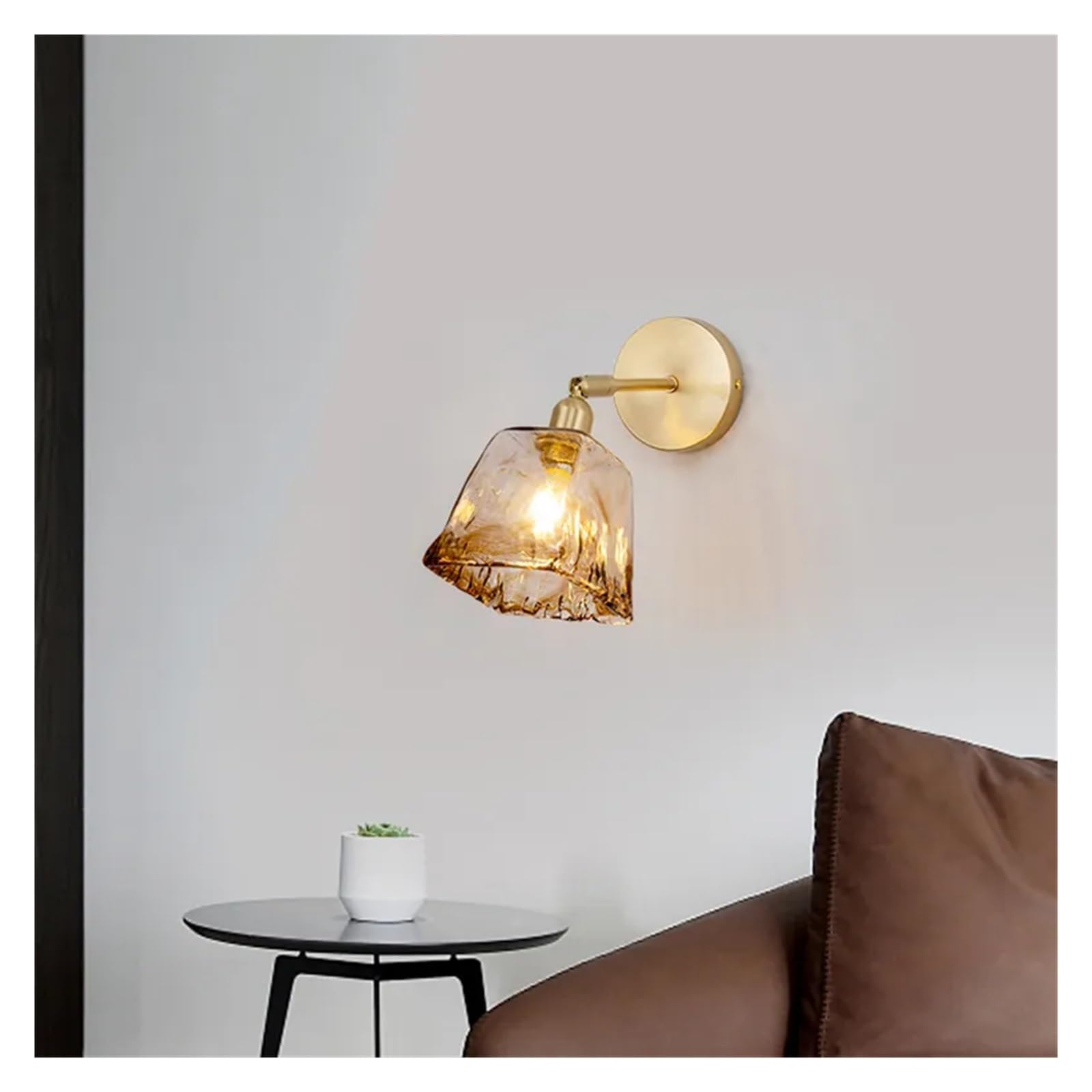 VDOQTLJT Glass Wall Lamp Modern Transparent Sconce Lighting - lamp Copper Light Clear Lampshade Retro Compatible with Bedroom LED Chandelier(Trichromatic Light)