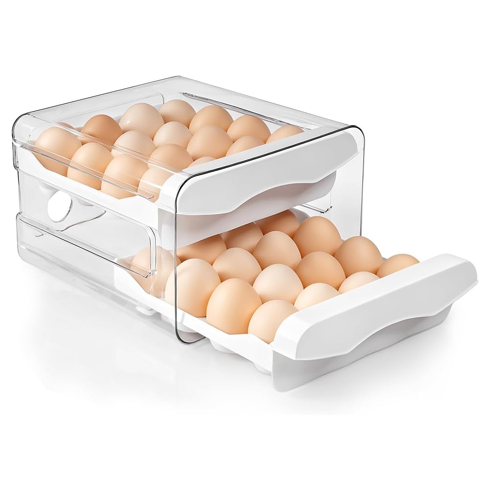 CTRLZS Egg Holder for Fridge, 32 Grid/2 Layer, Egg Container for Refrigerator, Kitchen Countertop Storage