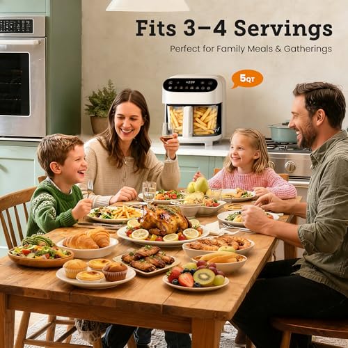 Image of Kismile 5QT Glass Air Fryer, Non Toxic AirFryer with Digital Touch Control
