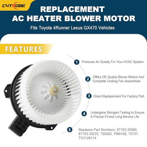 Image of CYTROBE AC Heater Blower Motor HVAC with Fan Cage Compatible with 2003-2009 Toyota 4Runner, 2003-2007 Lexus GX470 Replaces 87103-35060, 87103-35070, 700062, PM9188, 75737, TO3126114