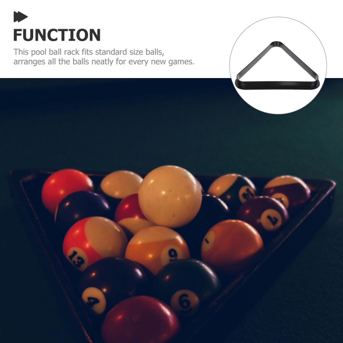 TOYANDONA Triangolo per Biliardo Robusto in Plastica Nero per Organizzare Palline da Pool e Biliardo, per Sala Giochi e Centro Comunitario