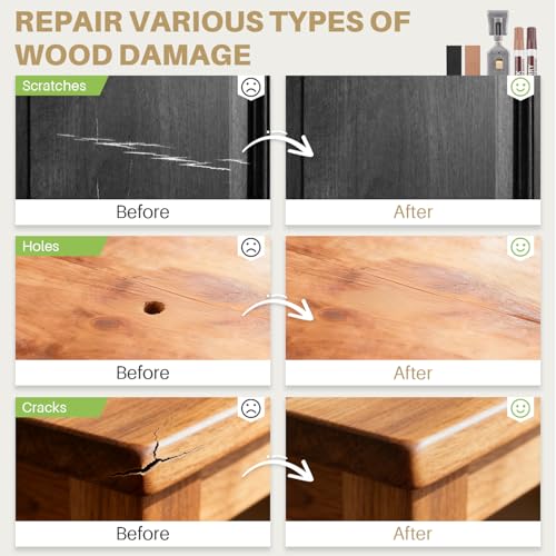 Image of Laminate Floor Repair Kit, Floor Repair Kit with Heat Pen, 11 Colors Wax Blocks and 8 Colors Furniture Touch Up Markers, Vinyl Floor Repair Kit Restoration for Cracks, Dents, Holes, Scratches