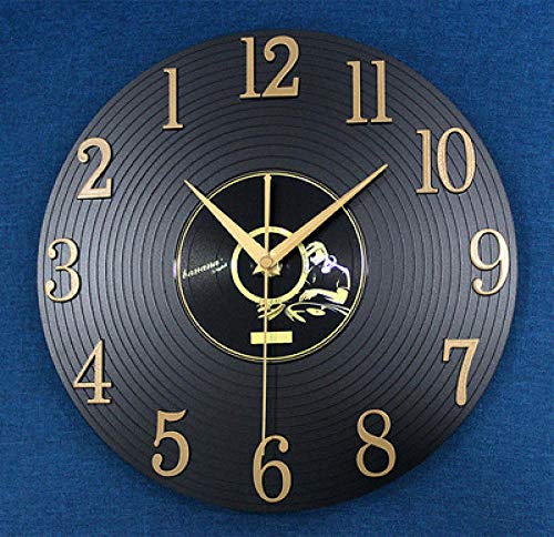 CNLSZM 3D Creative Disque Vinyle Horloge Murale Rétro Nostalgique Horloge Murale Inverse Horloge Art Mur Européen Muet Horloge Murale Décoration De La Maison-No LED