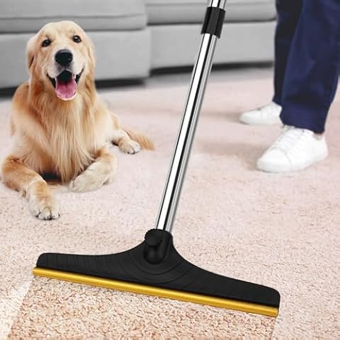 B-Land Carpet Rake for Pet Hair Removal, Reusable Pet Hair Removal Tool Cat Dog Hair Remover with 60” Long Adjustable Handle, Carpet Brush Carpet Scraper Pet Hair Remover Broom Cover