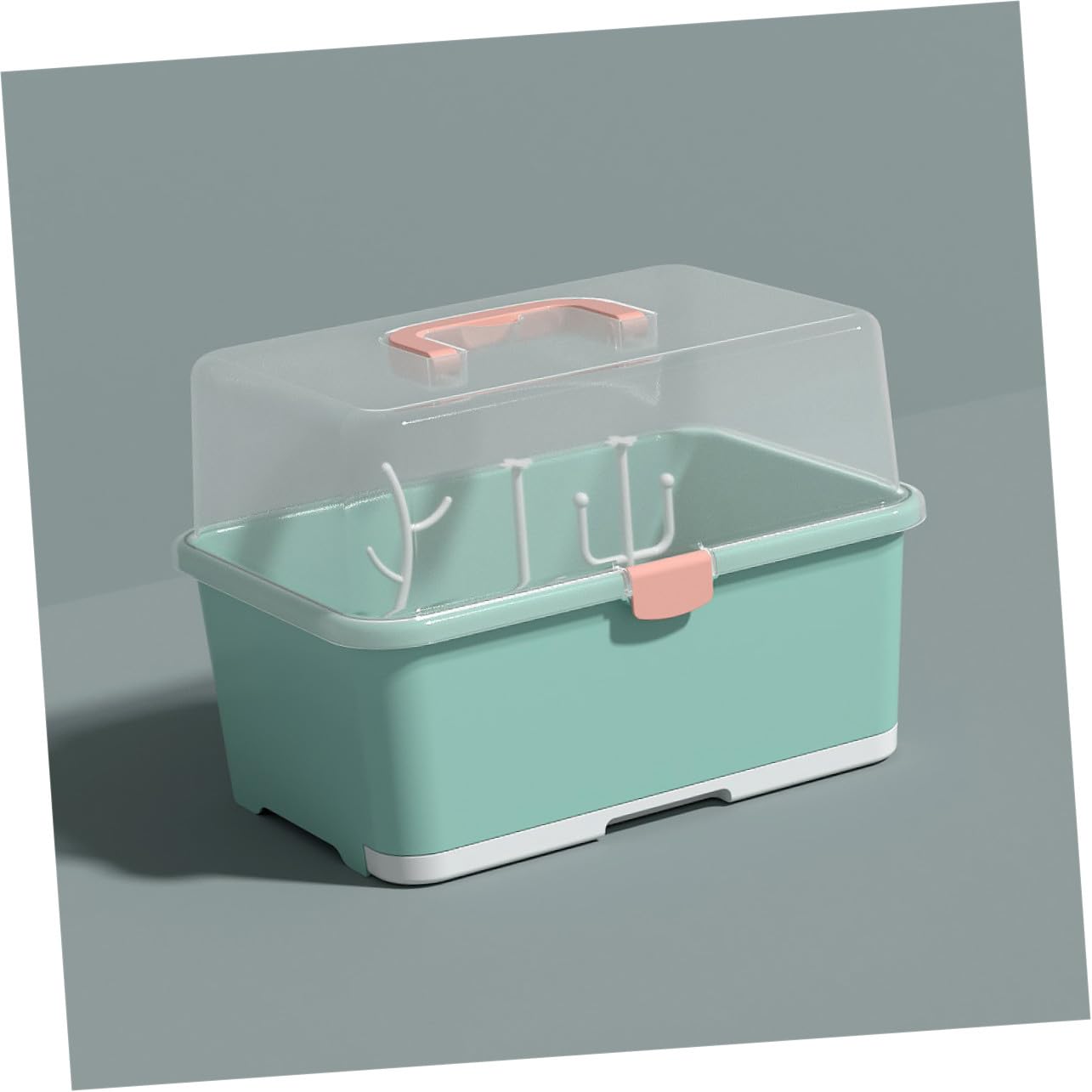 Caja de Almacenamiento para Biberones con Tapa y Bandeja Escurridora Soporte Organizador Portátil para Secar y Guardar Utensilios de para Mayoría de Biberones y Accesorios de