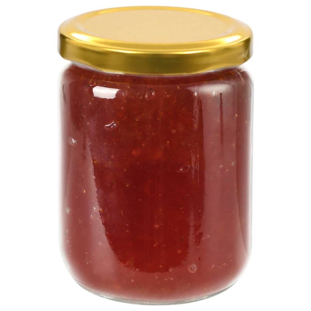 96 Stück Einmachgläser 230 ml mit goldenem Deckel, Gläser Set zum Einkochen, Marmeladengläser für Konfitüre, Saucen, Chutney, Einmachgläser Set für Vorratshaltung