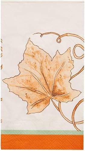 Sophistiplate Paper Guest Towels, Autumn Foliage Watercolor Leaf Design, Thanksgiving