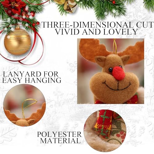KASESSS 4 Pieces Christmas Tree Decorations, Santa Claus Reindeer Hanging Christmas Decorations - Image 4