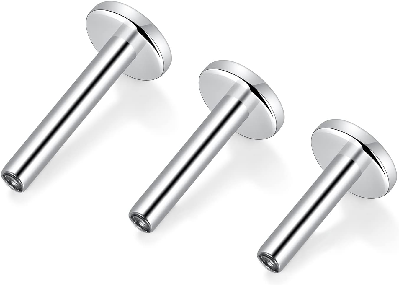 GAGABODY 3pcs G23 Titanium Internally Threaded Labret Bar Stud Post 16G 6/8/10mm Labret Monroe Lip Studs Helix Cartilage Tragus Earring Piercing Without End