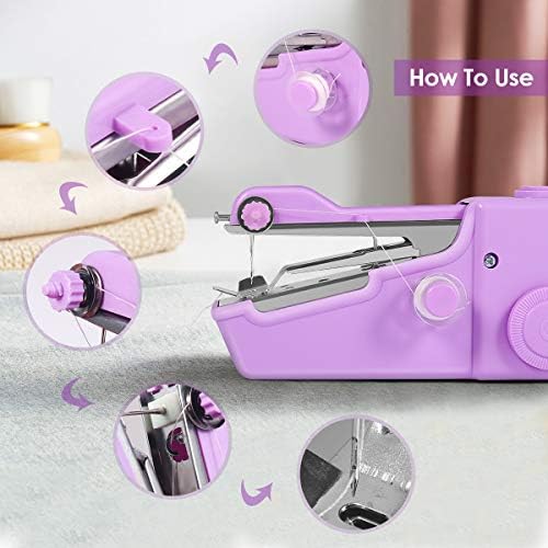 Auqatur Hand Sewing Machines, Mini Sewing Machine, Cordless Portable Electric Handheld Sewing Machine for On-The-Spot Repairs And Alterations, Suitable for Clothing, Curtains, DIY, Travel, Pink