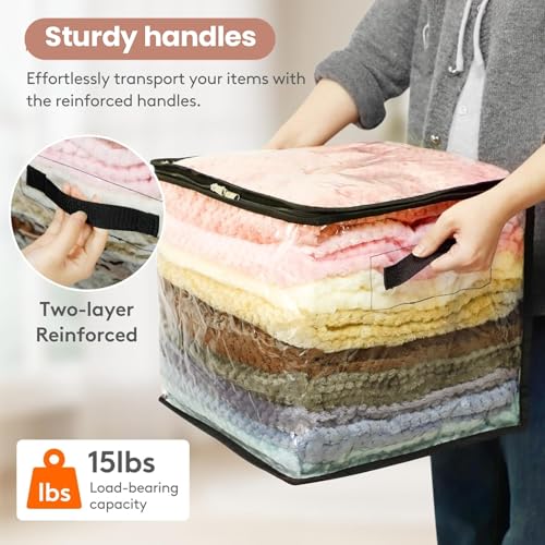 Image of JD FRESH 1 Piece 36L PVC Transparent Storage Bag with Zipper /Foldable Clothes Organiser for Wardrobe /Garments Organizer /Space Saving Storage Box for Sarees /Lehengas /Towels /Toys - (13 x 13 x 13 Inch)