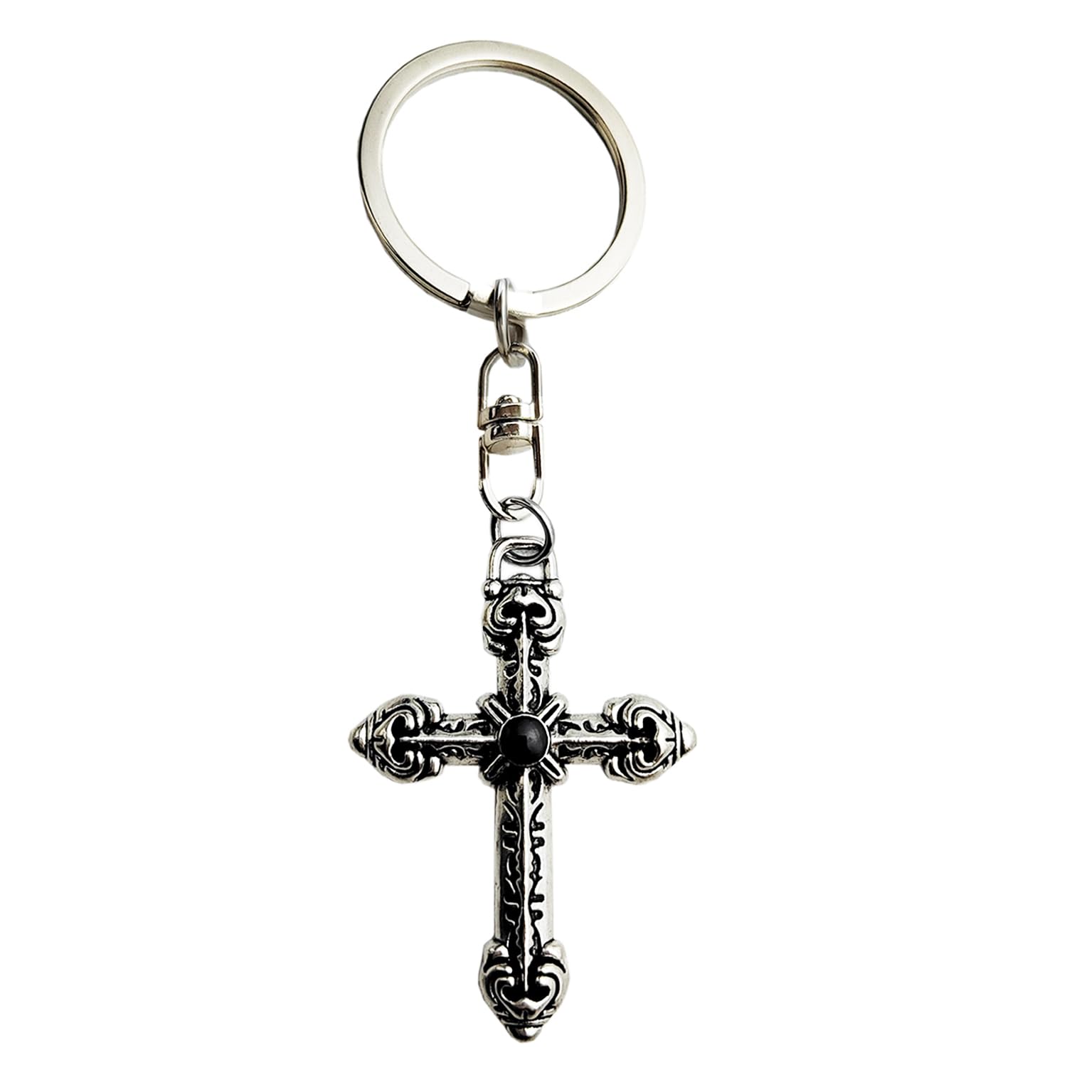 Generic OnlyYou.X Cross Keychain with Key Ring Cross Keychain Tag For Keys Backpacks and Luggage Silver 3020 Style, Chrome(3020)