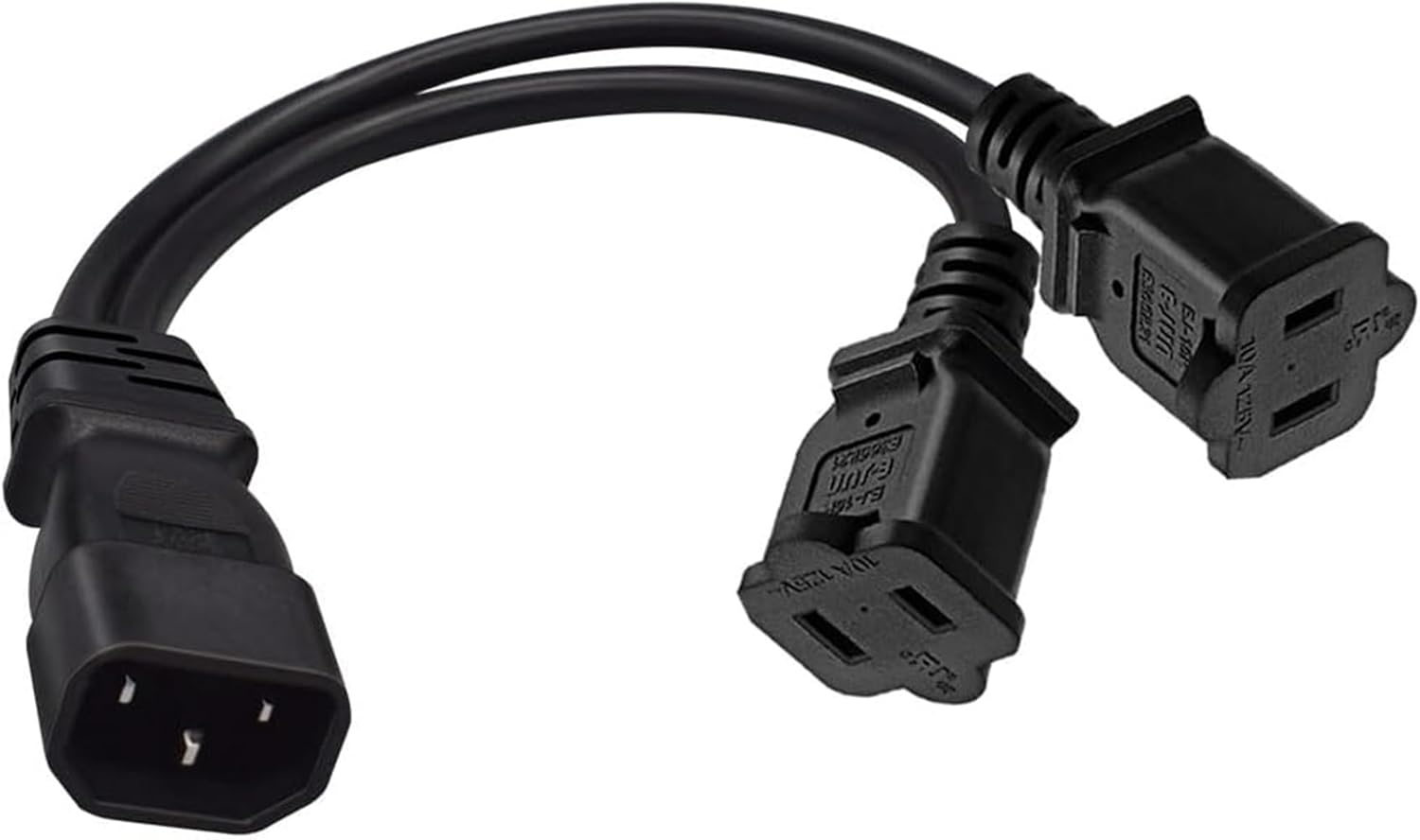 Toptekits C14 to C13+Nema 5-15R Y Splitter, Single IEC 320 C14 Male to C13+Nema 5-15R Female Y Split Power Cord, 1ft/30cm, 18AWG, 10A 250V
