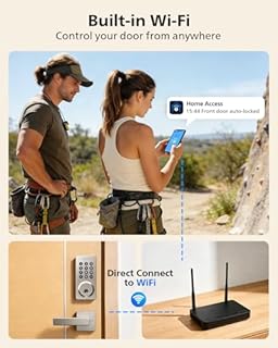 Philips WiFi Smart Door Lock with Handle, Built-in WiFi App Remote Control, Keyless Entry Door Locks for Front Door, Smart Deadbolt Auto Lock, Support Alexa & Google, IP54 Waterproof, Satin Nickel