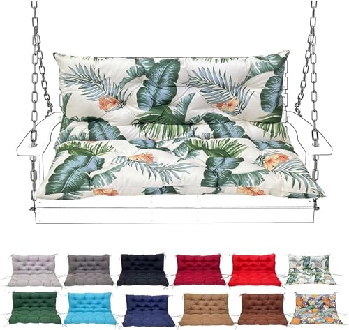 Porch Swing Cushion with Backrest, Waterproof Bench Cushion for Outdoor Furniture, 2-3 Seater Replacement Thickened Swing Cushion with Ties,Patio,Outdoor,Backyard and Garden(#12,150X100CM/59X39IN)
