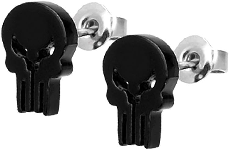 Comics The Punisher Skull Stud Earrings 316L 18G