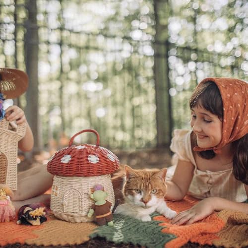 Panier à champignons en rotin maison de 11 pouces, accessoire photo enfant