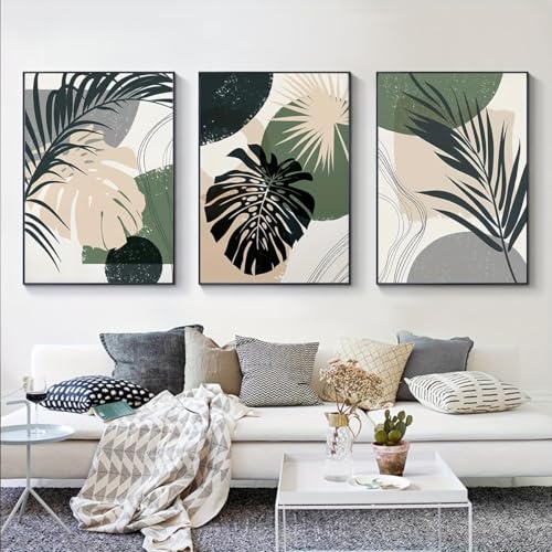 Peintures sur toile plantes bohémiennes triptyque mural encadré 20x30 cm salon et bureau