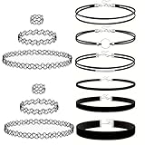 Kzouenzu Gargantilla negra de terciopelo [12 unidades], ajustable, clásica, gargantilla de terciopelo, para mujeres y niñas, bailando, Halloween, cumpleaños, fiesta, cosplay