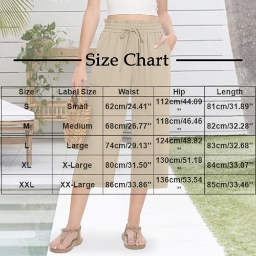 Capri Pants for Women Elastic Waist Wide Leg Pants Summer Casual Quick Dry Trousers with Pockets for Walking3