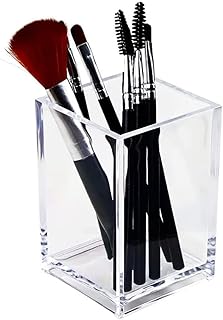 1 Pack Clear Acrylic Pencil Pen Holder Cup Makeup Brush Holder Desktop Stationery Organizer Desk Accessories