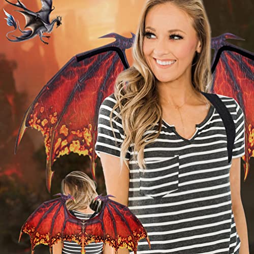 SEWACC Dragon Wing Dragon Wings Cosplay Props Non-woven Dragon Wing Halloween Wing Cosplay Carnival Wing for Unisex (Red) Demon Wing - Image 2