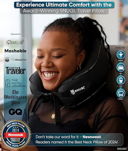 Memory Foam Travel Neck Pillow with Carry Bag - Black - Image 2