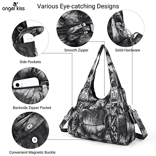Image of Angel Kiss Purses and Handbags for Women Washed Vegan Leather Crossbody Hobo Satchel Shoulder Tote Purse