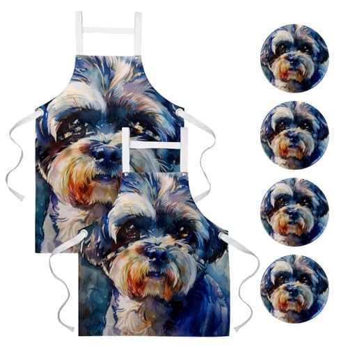 Tablier de cuisine lot de 2 pour nettoyage maison et restaurant multicolore